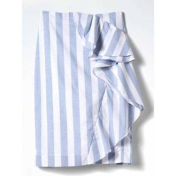 BR Ruffle Stripe Pencil Skirt in Blue Stripe - Picture 2 of 8